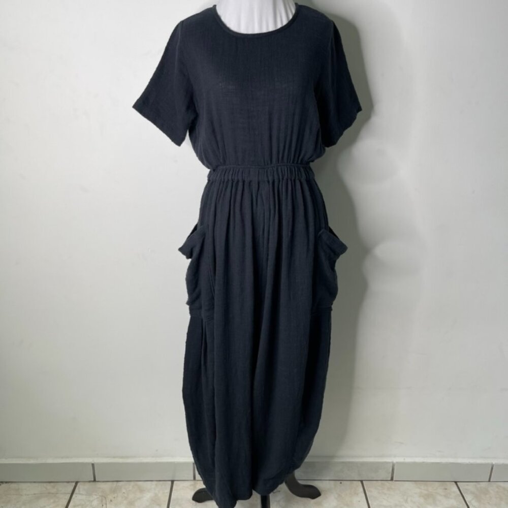 Free People Women's Black Short Sleeve 100% Cotton Jumpsuit Size XS